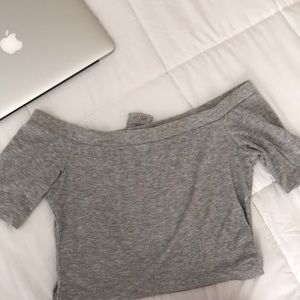 F21 Grey Off the Shoulder Bodysuit
